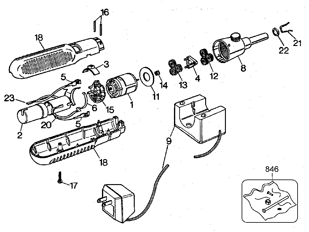 Exploded Diagram A Diagram and Parts List for 9018-25 Type 1 Black and Decker Cordless Drill